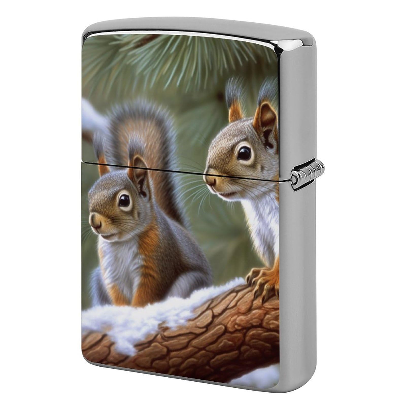 Little Squirrel Lighter Case Vintage Metal Lighter Cover Reusable Lighter Protective Sleeve Unique Design Personalized Lighter Sleeve Holder Against Dust and Scratches
