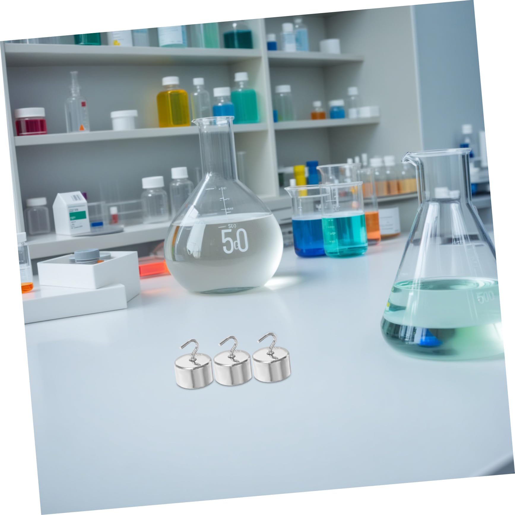 Cabilock 50 Piezas Pesas De Laboratorio Pesas De Gancho Doble Gancho Para Ciencias y Física De Hierro Cromado El Aula