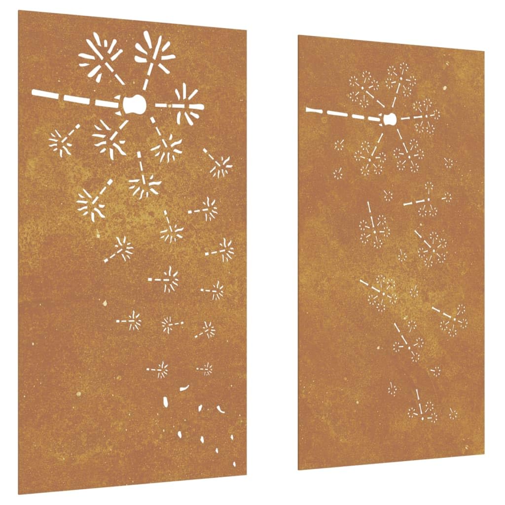 vidaXL 2-tlg. Garten-Wanddeko 105x55 cm Cortenstahl Blumen-Design