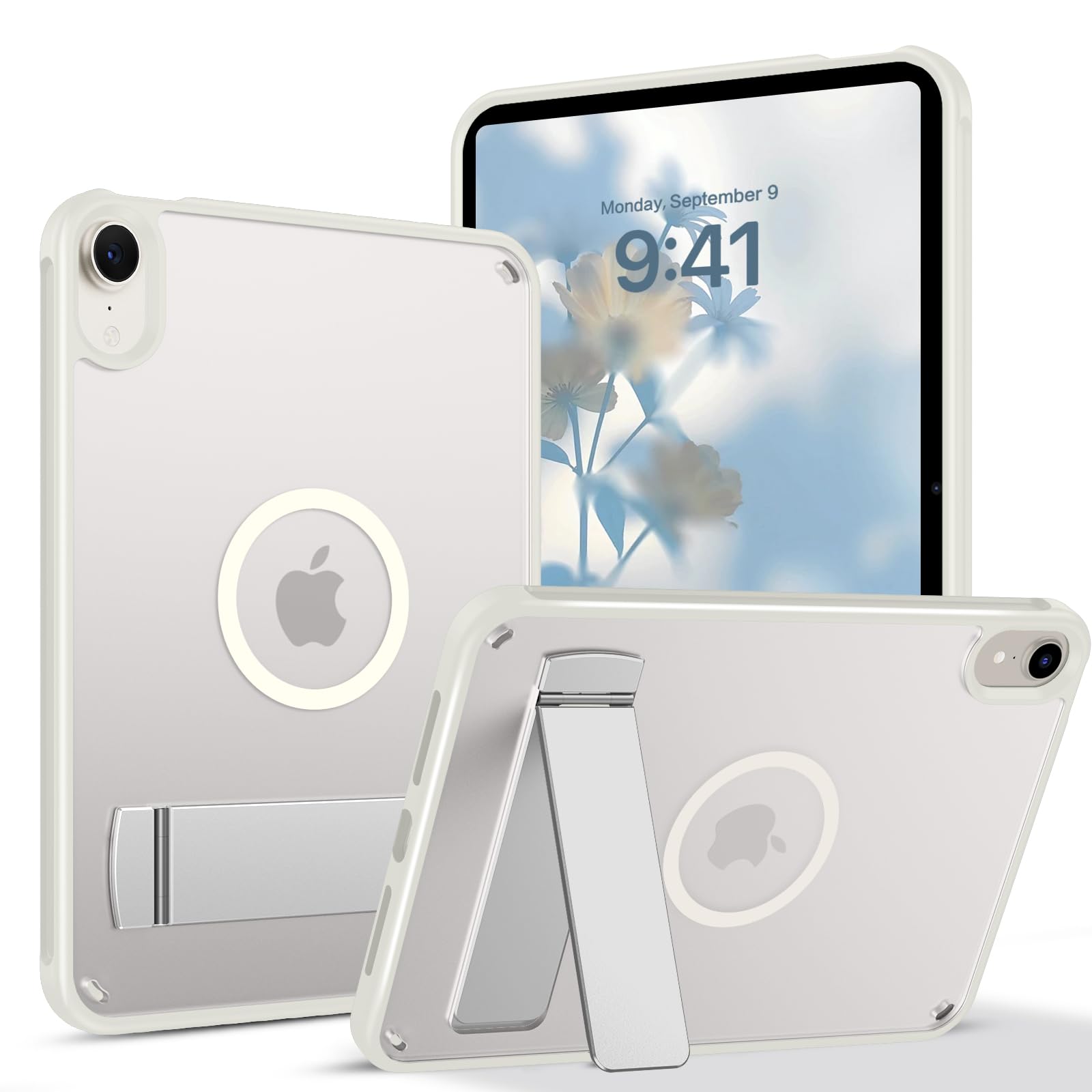 Telaso iPad Mini 7 ケース iPad Mini 6 ケース 2021 8.3インチ 第7 6世代 MagSafe対応 スタンド機能収納可能 落下防止 半透明バックカバー 耐衝撃 軽量 薄型 傷つけ防止 TPU PC グレー