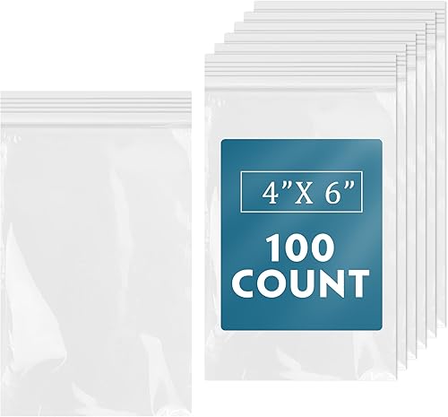 Bolsas pequeñas con cremallera de 4 x 6 pulgadas (100 unidades) - Bolsas de plástico transparente con cierre de cremallera de 2 mil para fotos,