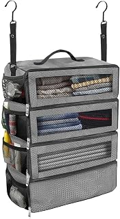 Fjlitx Suitcase Organizer Hanging Shelve Packing Cube Closet Collapsible Hanging Storage Bags Travel Luggage Organizer