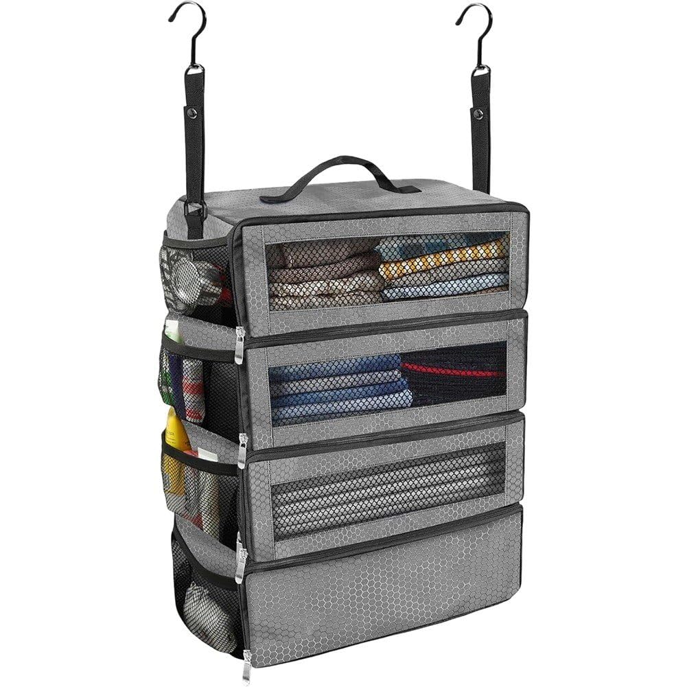 Suitcase Organizer Hanging Shelve Packing Cube Closet Collapsible Hanging Storage Bags Travel Luggage Organizer