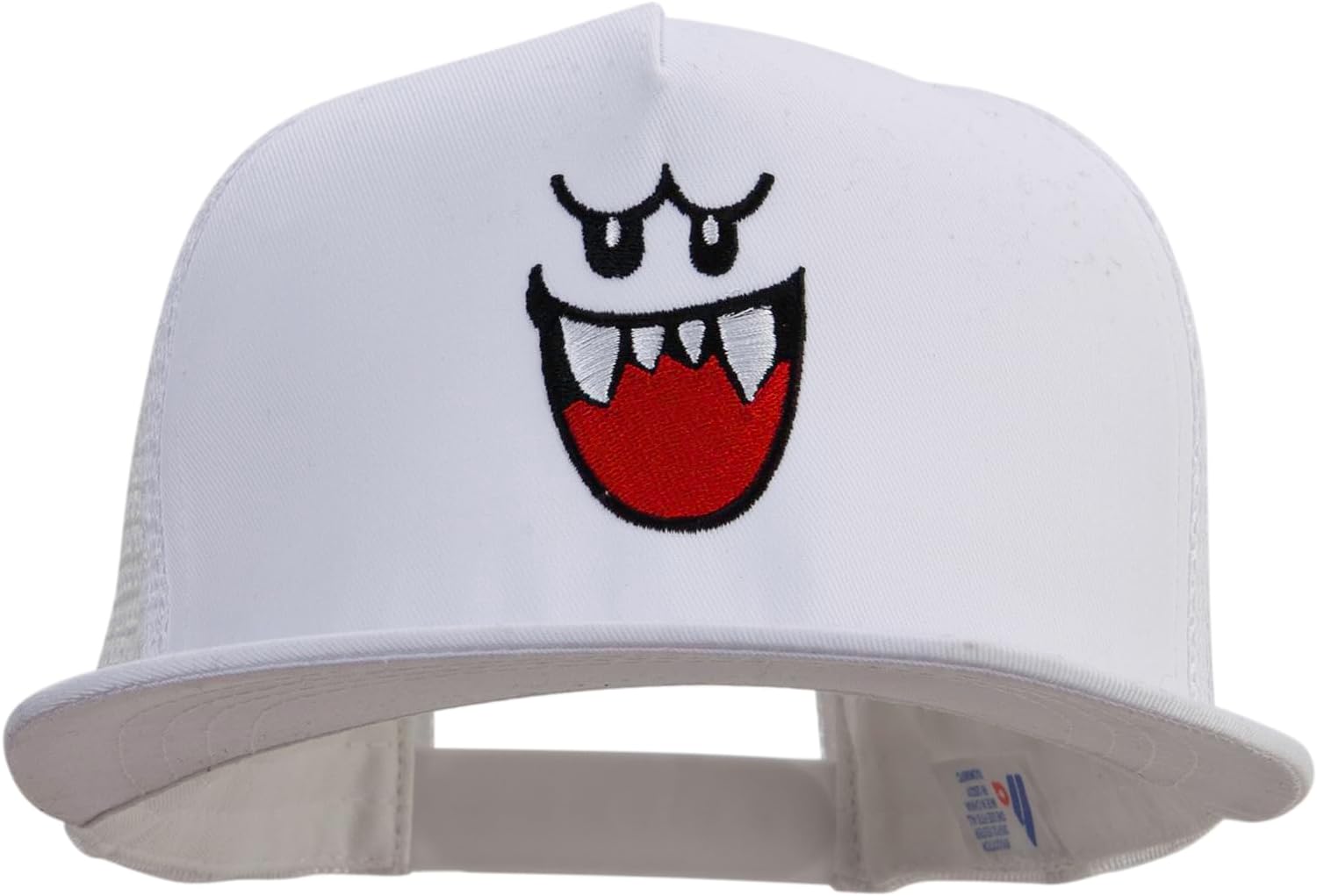 e4Hats.com Mario Ghost Face Logo Embroidered Flat Bill Snapback Trucker Cap