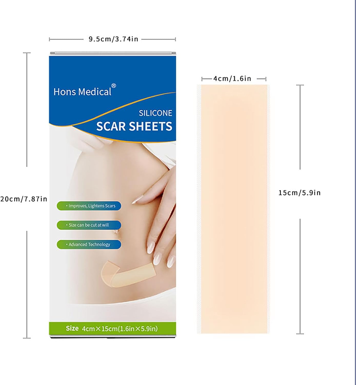 Silicone Scar Sheets Scars Removal Treatment 3PCS Medical Grade Scar Tape for Surgical Scars Resuable Strip for Tummy Tuck,Incision,Keloid,C-Section,Burn,Acne Scars