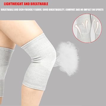Bamboo Knee Compression Sleeve, Bamboo Knee Support for Night Sleep, Osteoarthritis Knee Support, Unisex Bamboo Charcoal Elastic Knee Brace Kneecap Protective Pads Support-Gray