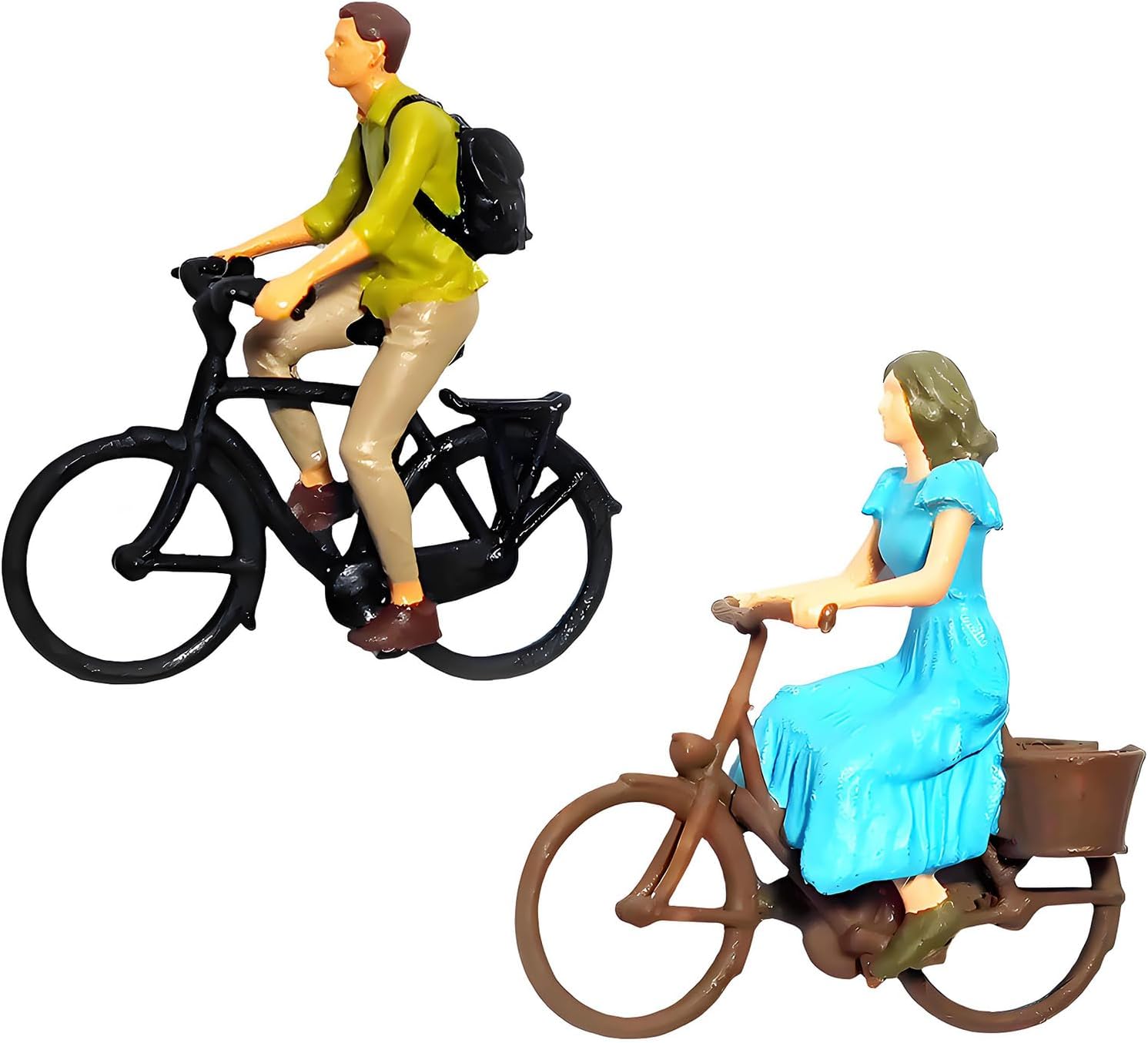1: 87th Scale Miniature Bicycles Scene with Girl Riders and Green Plant for Home Decors Resin Model Resin Cycling Scene