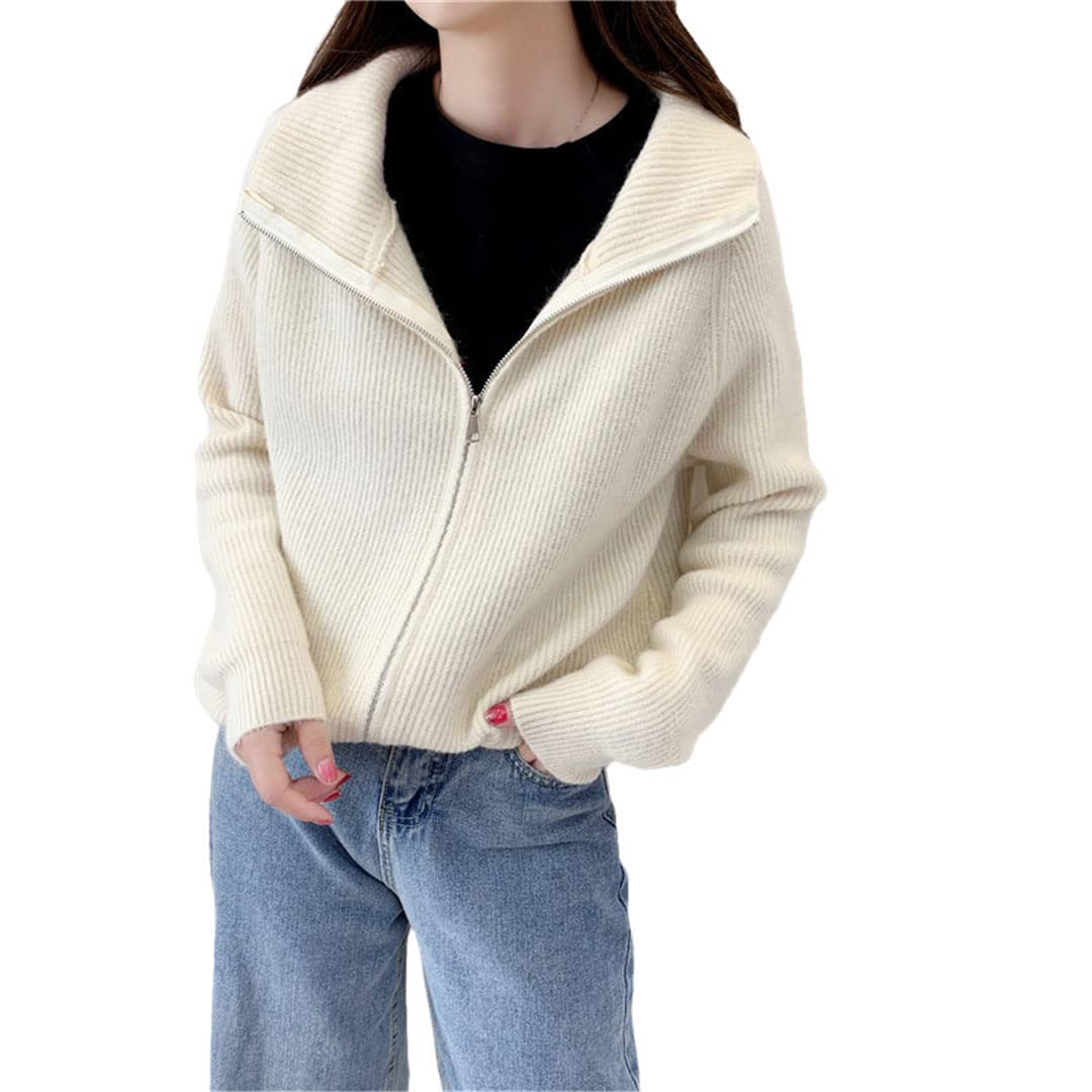 Chaqueta de punto con cremallera para mujer, estilo coreano, otoño/invierno