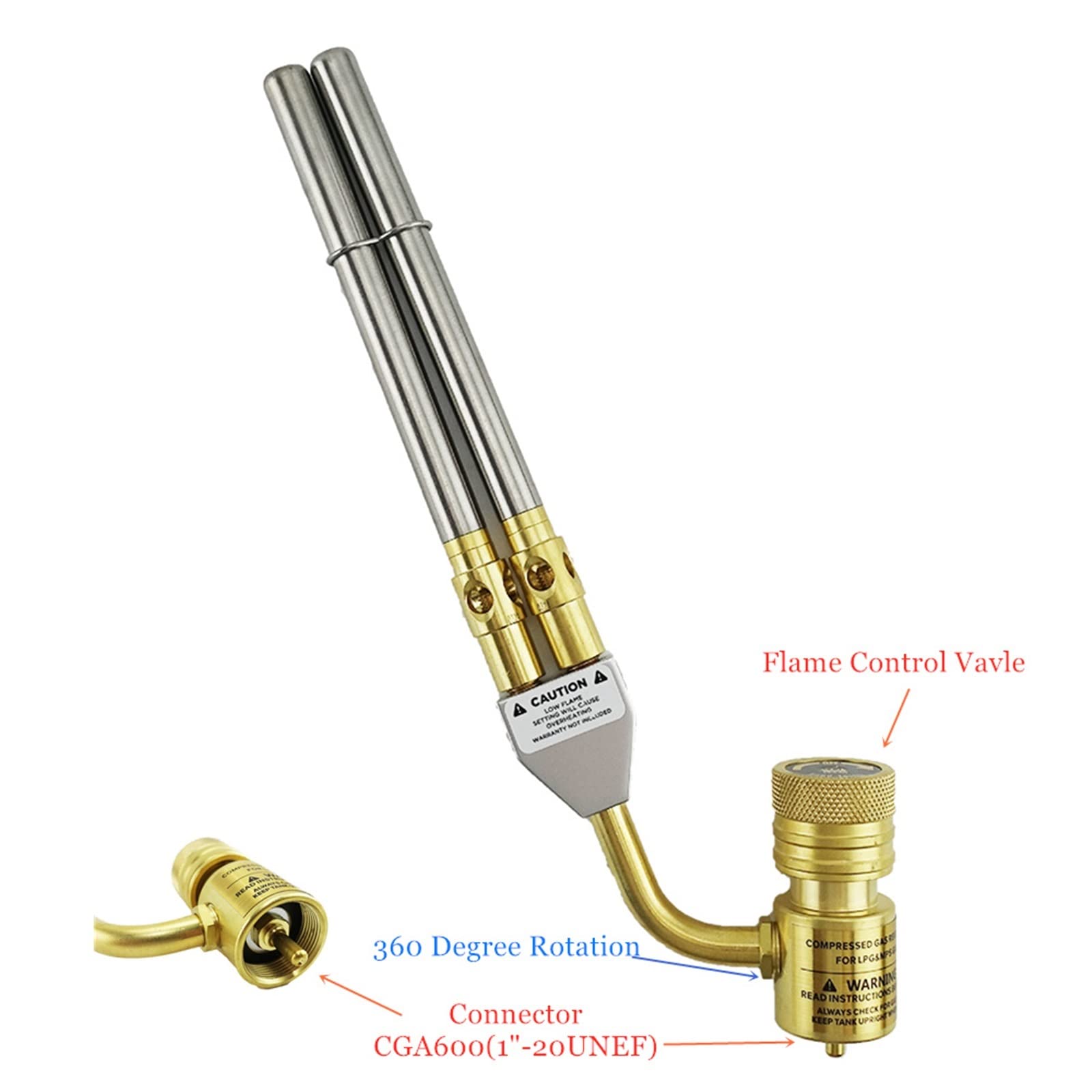 Kits de antorcha Boquillas, Accesorios de soldadura - 2 Boquillas Antorcha MAPP Pistola de soldadura de gas Pistola de soldadura fuerte CGA600 Conexión Quemador Calentador Soplete for soldar Barbacoa