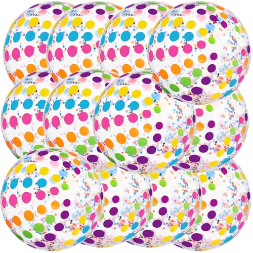 QOUBAI 12 Pack Sequins Beach Balls 16