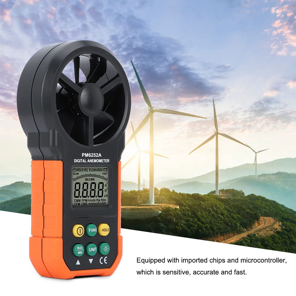 Anemómetro Digital, Medidor de Velocidad del Viento Portátil | Pantalla LCD, diseño portátil, medición precisa, para uso en campo.