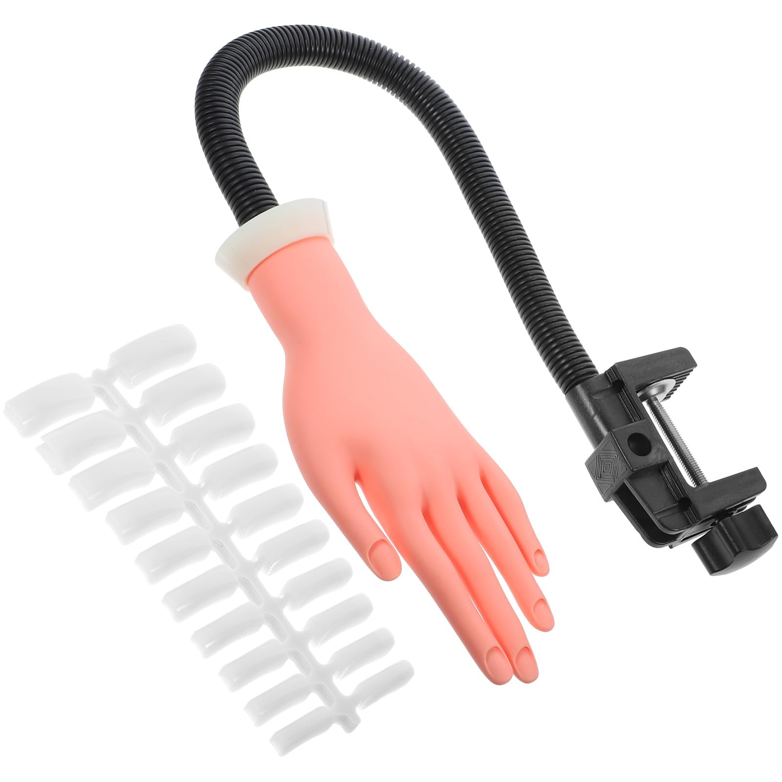 IMIKEYA Künstliches Nagel Übungs Handmodell mit 100 Übungsnägeln Flexibles Silikon Handmodell für Maniküre Anfänger Nagelkunst Zubehör mit Ständer Nageldesign Übungswerkzeug