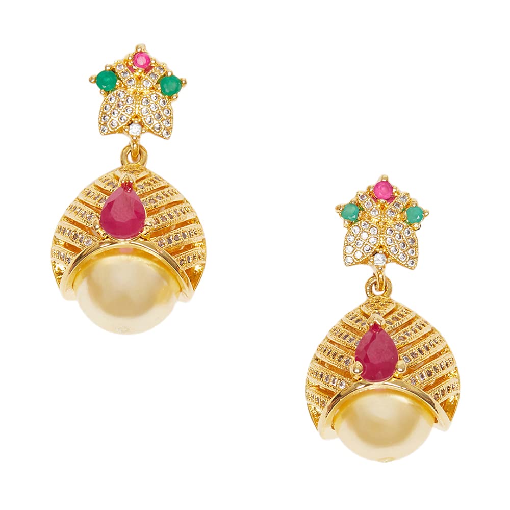 See full amazon price history chart for VOYLLA American Diamond CZ Traditional Gold Plated Red & Green Brass Jhumka Earrings for Women VOYLLA American Diamond CZ Traditional Gold Plated Red & Green Brass Jhumka Earrings for Women (B0B3Y3MCJN) Amazon Price History, Amazon Price Tracker