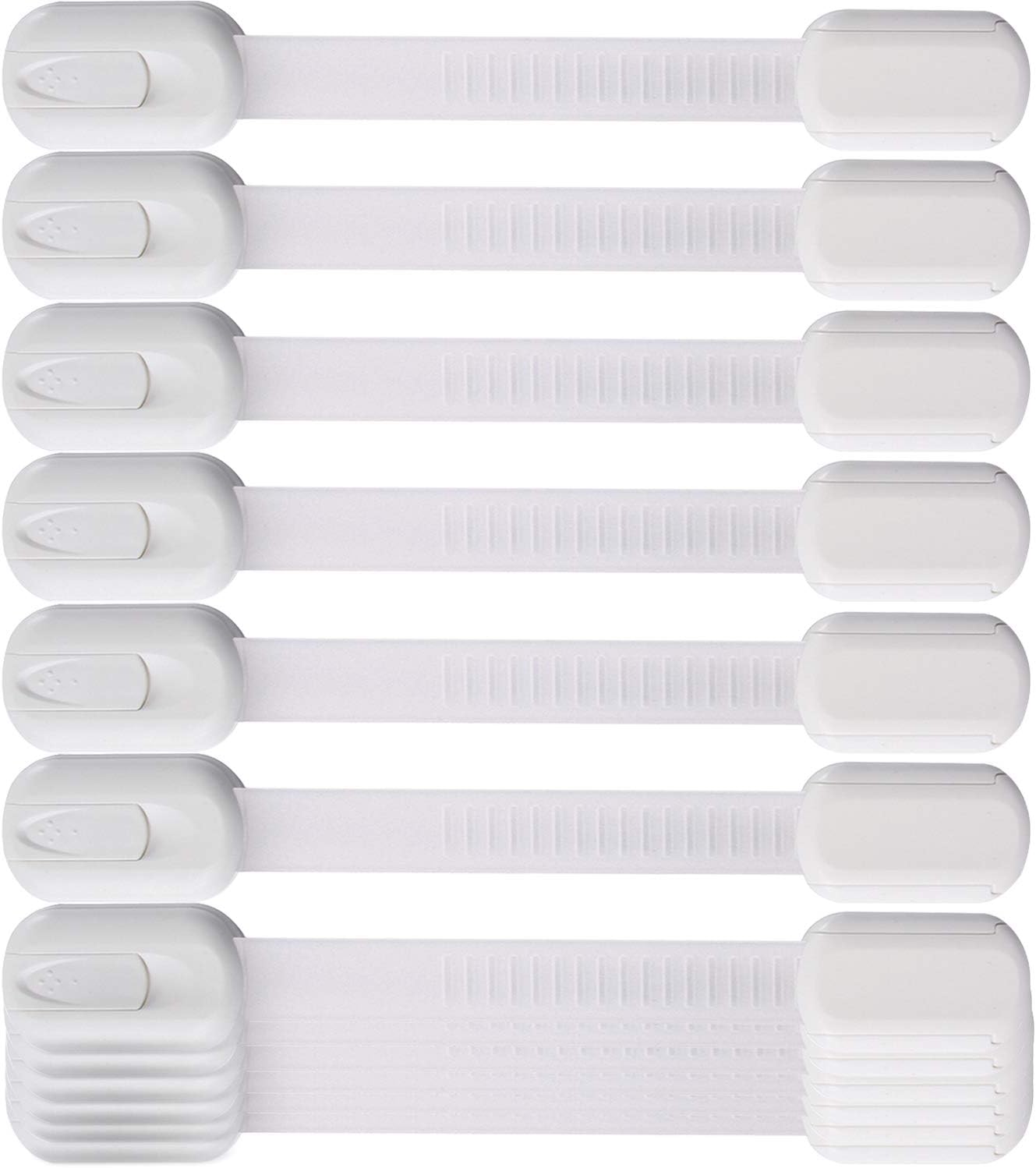 12 Pack Vmaisi Multi-Use Adhesive Straps Locks - Childproofing Baby Proofing Cabinet Latches for Drawers, Fridge, Dishwasher, Toilet Seat, Cupboard, Oven,Trash Can, No Drilling (White) (12) : Baby