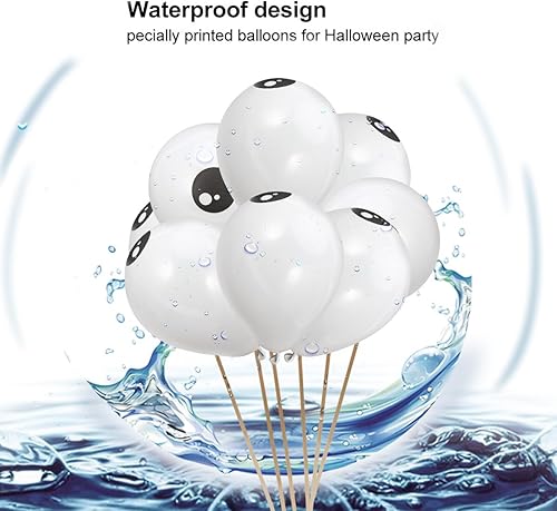 Miniatura 5 de HANABASS Kit de 100 globos de látex natural grueso para Halloween, globos oculares no inflables, decoraciones de fiesta para paredes, techos,