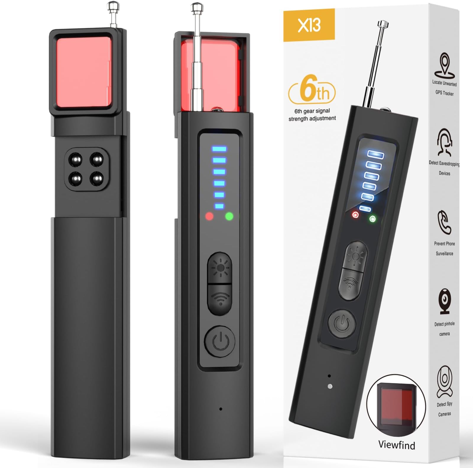 GPS Tracker Detector, Portable Camera Detectors for Car Indoor Home Hotel Travel Office, 5 Levels Sensitivity
