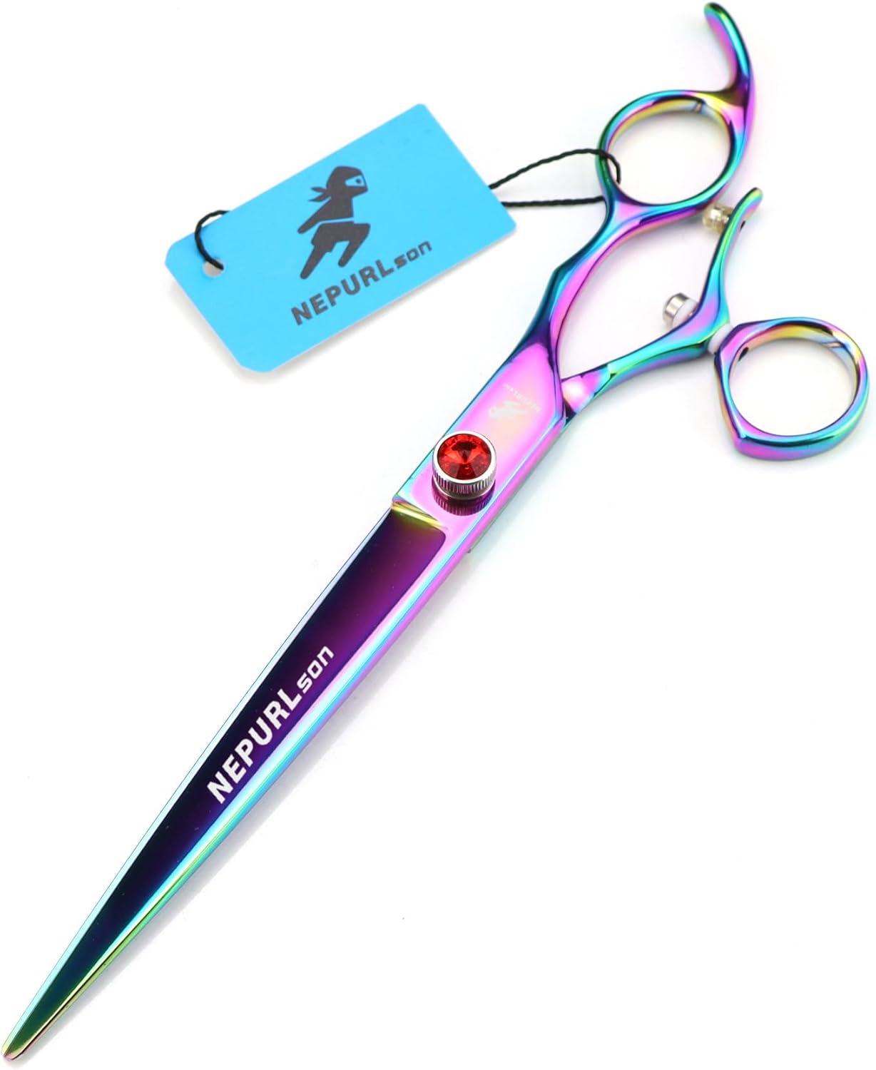 8-Inch Professional Hair Cutting Scissors Swivel Design, Barber Straight Shears with Rotating Handle Flying Scissors, 440C Stainless Steel (Multicolor)