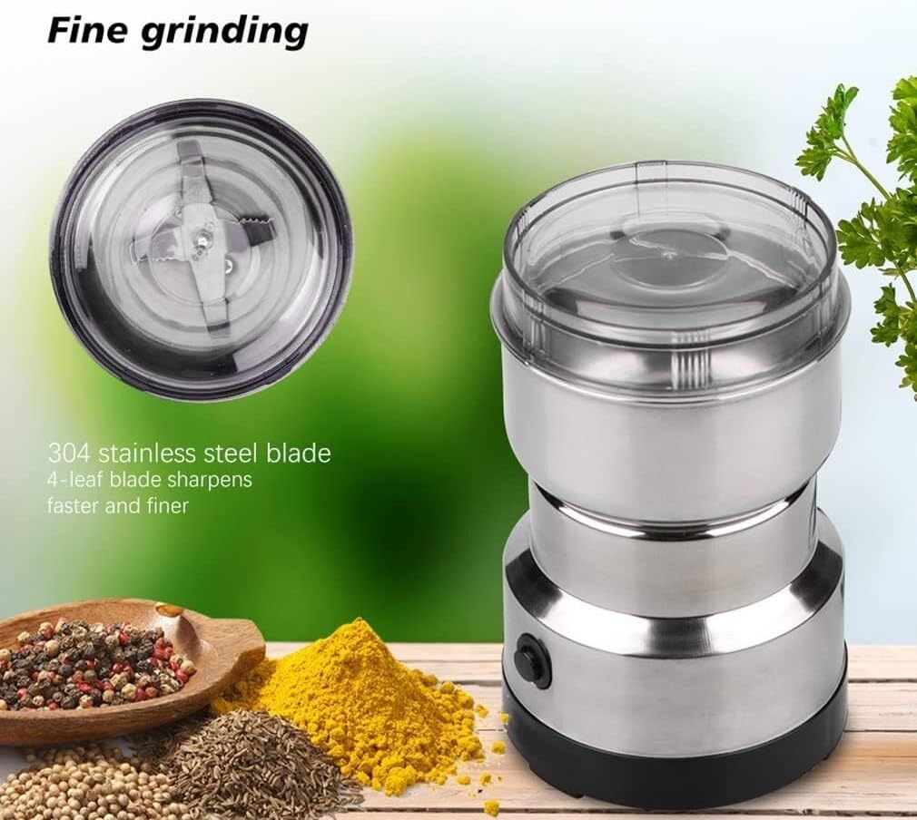Multifunction Smash Machine, Stainless Steel Herb Processor,Mini Electric Coffee Grinder 4 Blades, for Cereals Nuts Beans Spices Beans Kitchen Accessory
