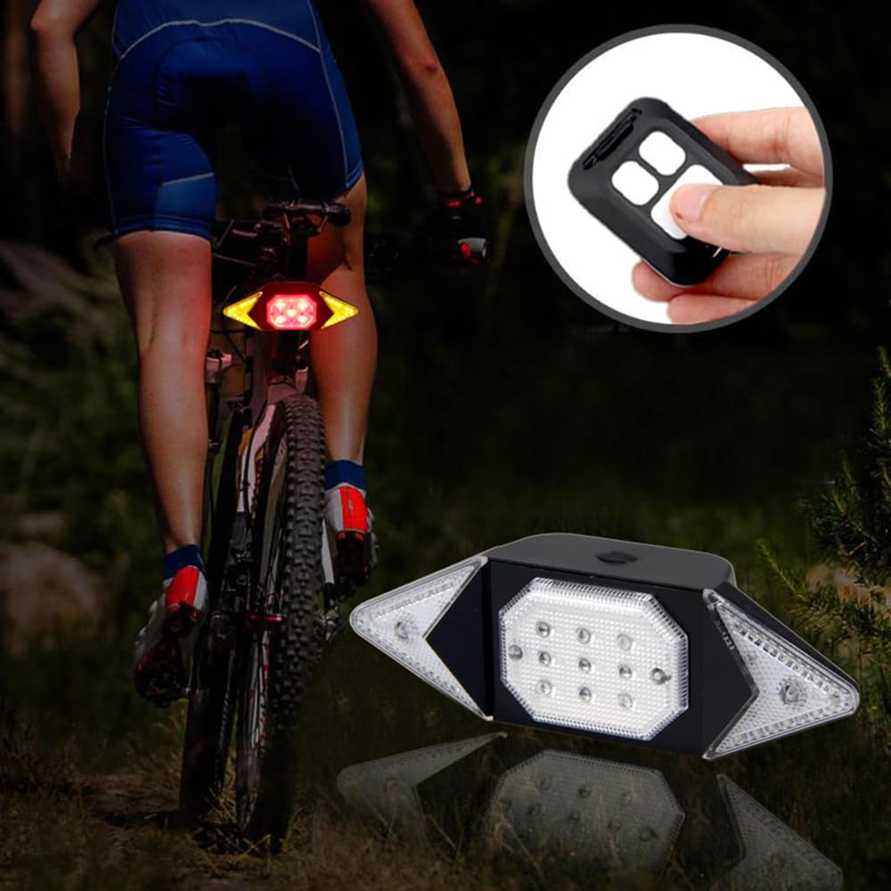 Luce USB Bike Wireless Remote Control Rear Lamp Red/Blue Flash Turning Signal Safety Warning Taillight