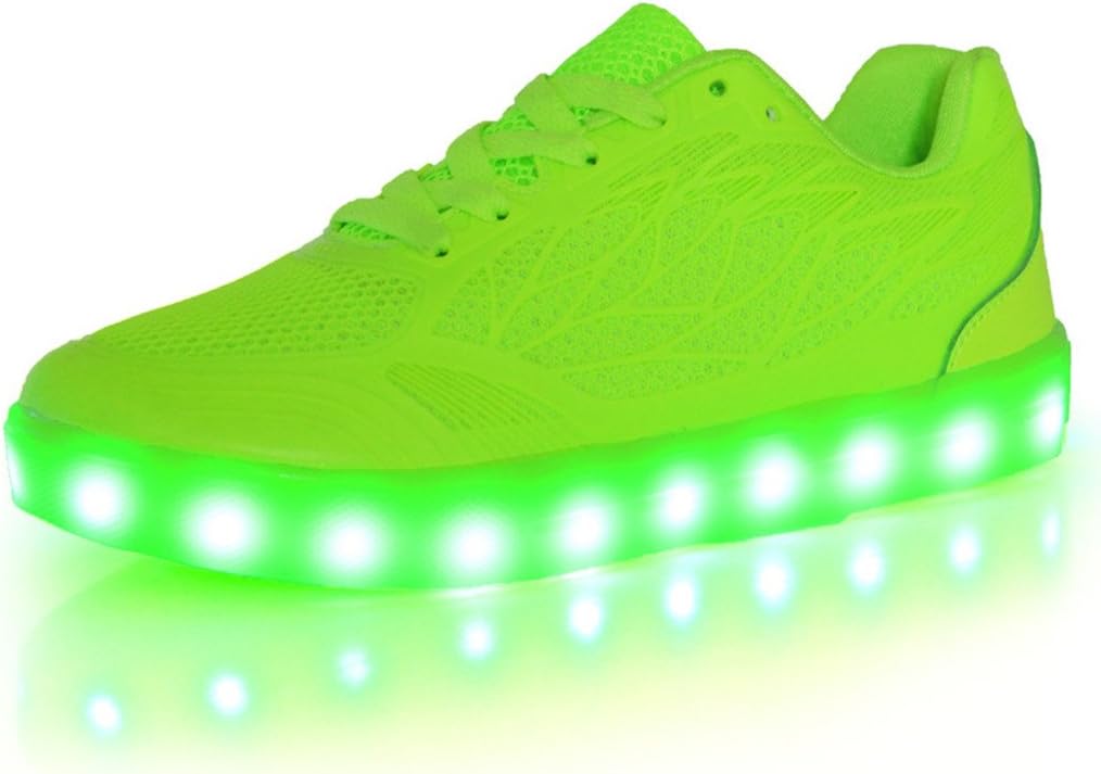 ECF Women's Green Apple Color USB Charging LED Flashing Sneakers Light Up Shoes