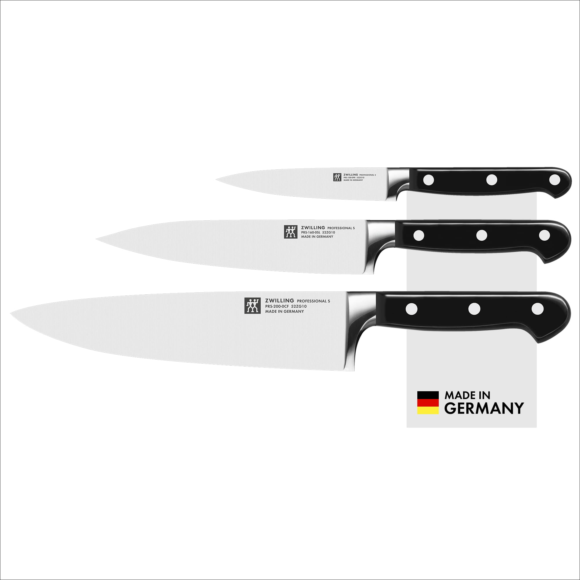 ZWILLING Professional S Messer-Set 3-teilig, Rostfreier Spezialstahl, Schwarz, Made in Germany