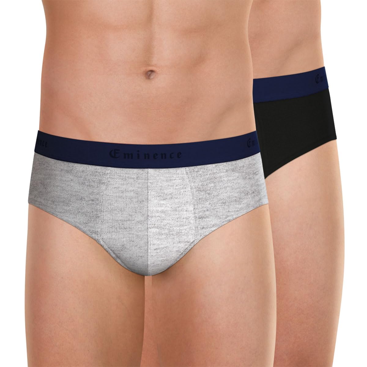 Eminence Men's Chic Intemporel Briefs, Grey/Black, Pack of 2, Model LV18 2400