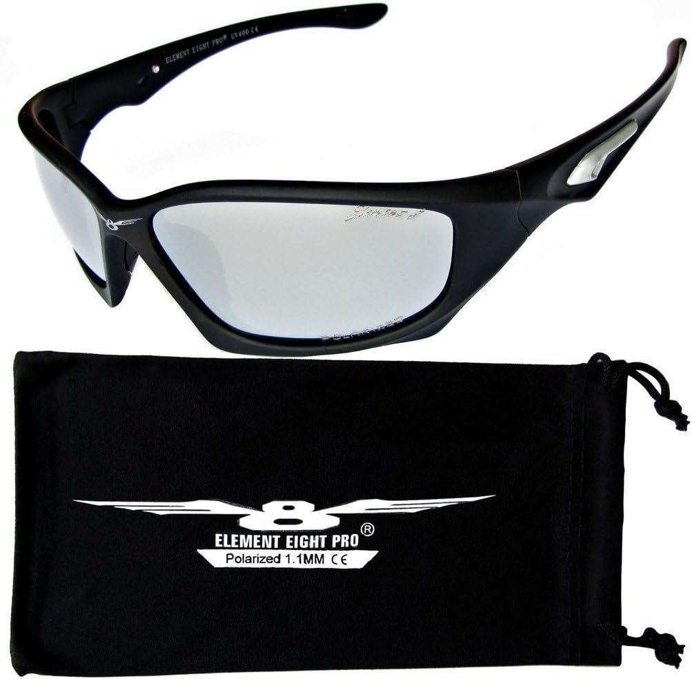 Element Eight Pro Polarized Sunglasses 1.1mm TAC Technology Baseball Cycling Fishing Golf – Black Frame – Mirror Lens