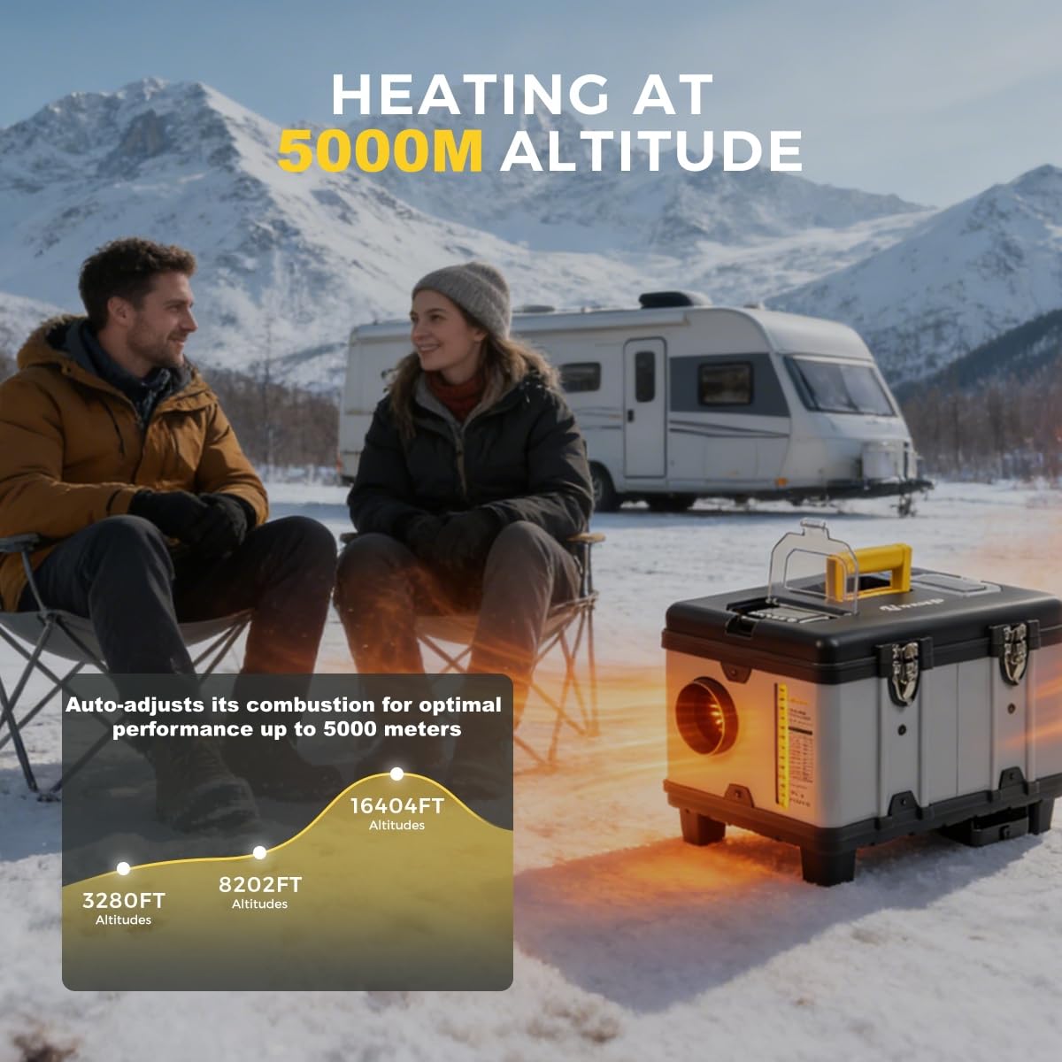Sunster Calentador de aire diésel portátil, 8 kW, 110 – 240 V CA y 12/24 V CC TB10PRO Diesel calefactor de estacionamiento con aplicación Bluetooth y adaptador, modo plataforma de calefacción diésel