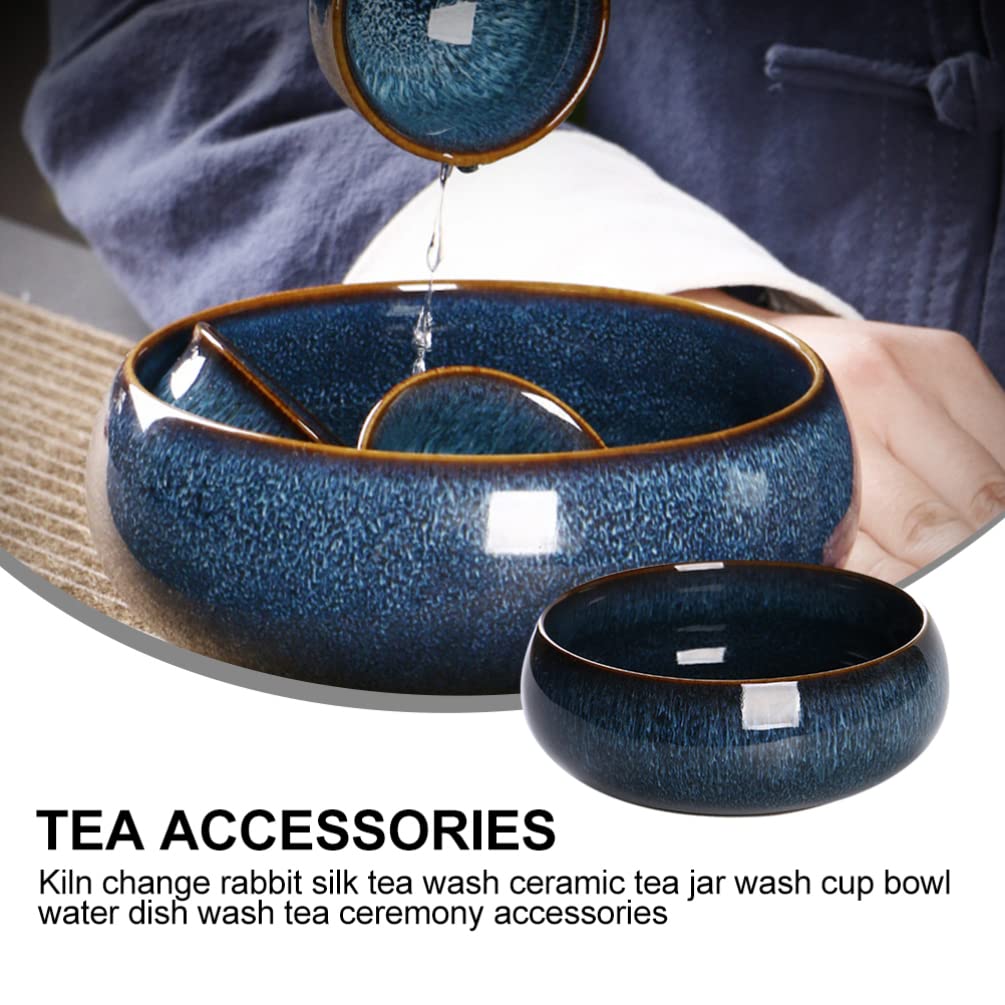 Angoily Tea Cup Bowl Washing Bowl Ceramic Chinese Tea Cups Basin Porcelain Temmoku Decorative Pottery Barrels Ceremony Accessories