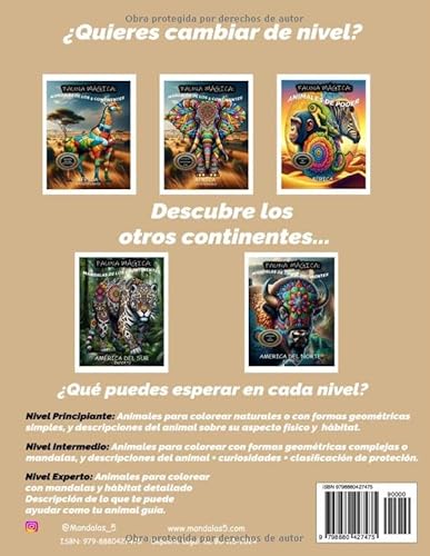 Libro para colorear animales salvajes en África de nivel experto. Fauna Mágica en África: Fauna Mági