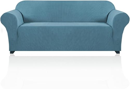 Miniatura 59 de PrinceDeco Funda elástica para sofá de 3 cojines, protector de muebles con parte inferior elástica antideslizante, apta para perros (sofá, azul Azul