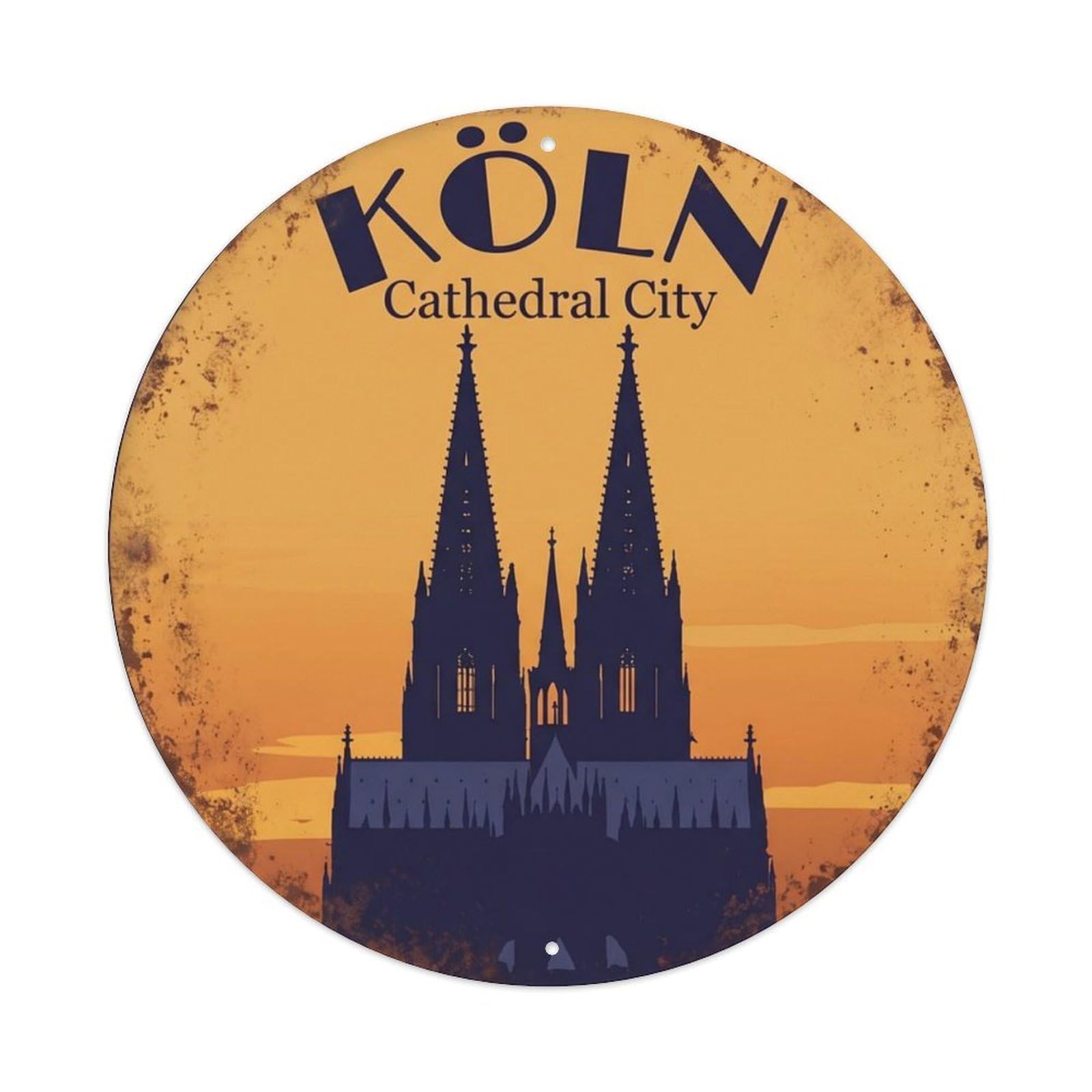 Cathedral Gothic Evening Sanctuary Metal Tin Sign Plaque Wall Decor for Cafe, Club Bar, Office, Home Garden Round Metal Poster 8x8Inch
