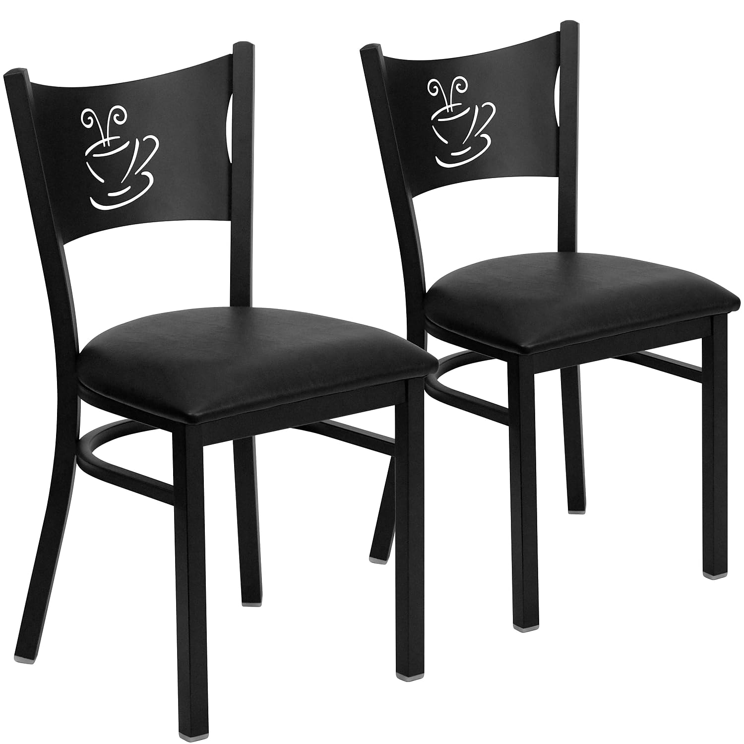 Flash Furniture Black Vinyl Seat/Black Metal Frame / Set of 2 / Contemporary Chairs