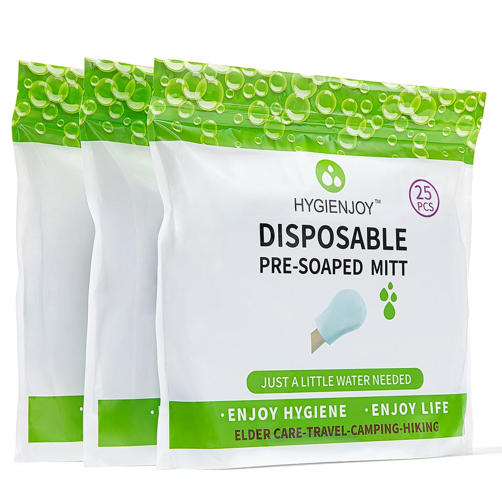 Body Wipes For Adults Bathing (25 counts each pack) | Bath Wipes for Adults No Rinse | Pre-soaped,Glove Shaped, Disposible Adult Wipes for Elderly,for the Injured,for the Disabled,etc.--Also