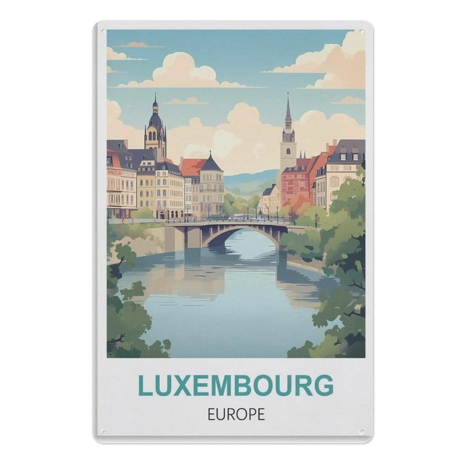 Metal Tin Sign Vintage Wall Plaque Poster, Bar Signs for Home Bar Kitchen Diner Bar Pub, Luxembourg Europe15x30cm（6x12 inch）AA-1128