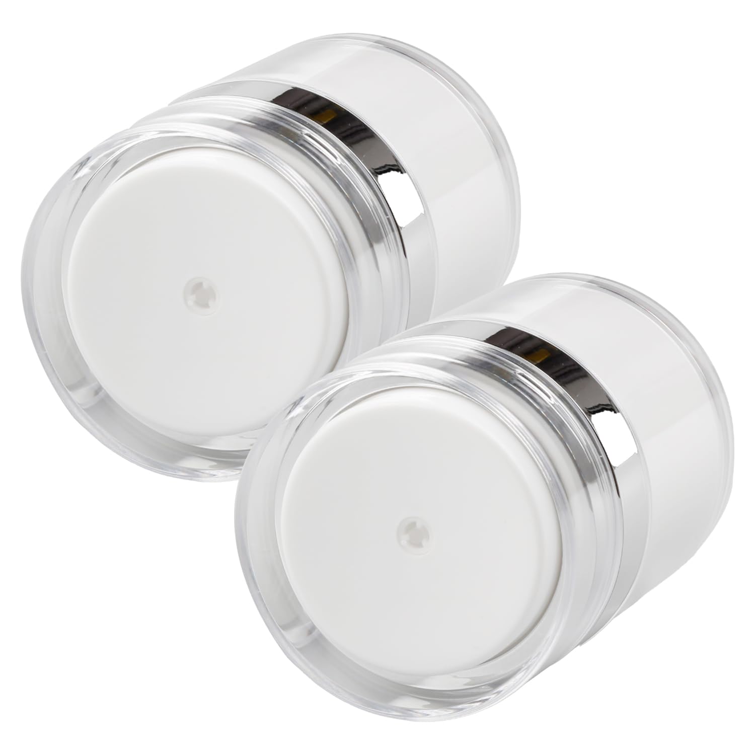 Tabanzhe White 2Pcs Vacuum Cream Jar Bottles - Airless Pump, Portable Cosmetic Containers For Lotions, Creams, And Makeup, Refillable Travel Bottles, Refillable Cosmetic Jars (15Ml)