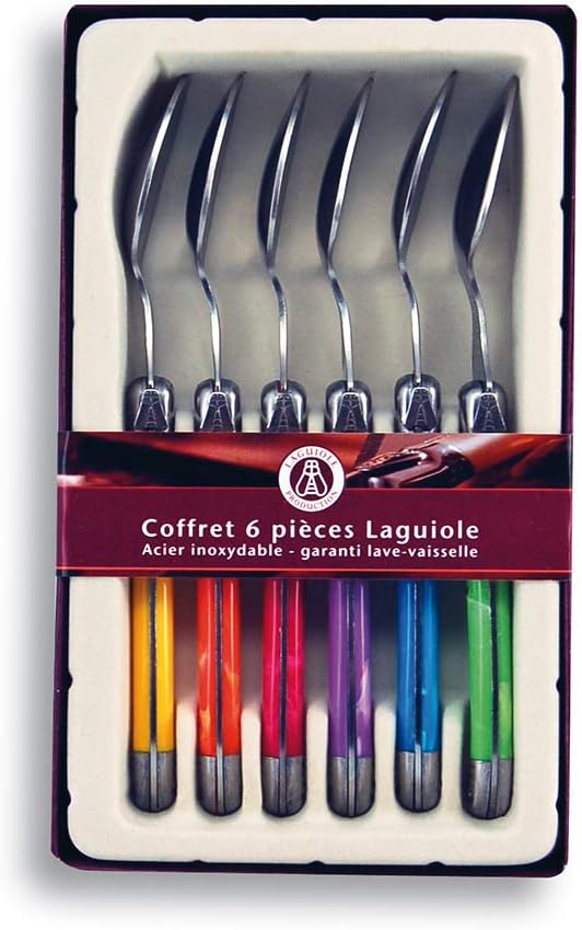 Coffret 6 Cuillères à Soupe Laguiole Évolution - Manche Multicolore ABS - Acier Inox