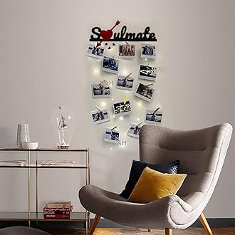 VAH Soulmate Black Wooden Photo Frame with LED Light - photo wall hanging, hanging photo frames for wall decoration, moments wall hanging photos hanging for wall decoration,photo frames with light