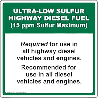 ComplianceSigns.com Ultra-Low Sulfur Highway Diesel Fuel Label Decal, 5x5 inch 4-Pack Vinyl for Fuel
