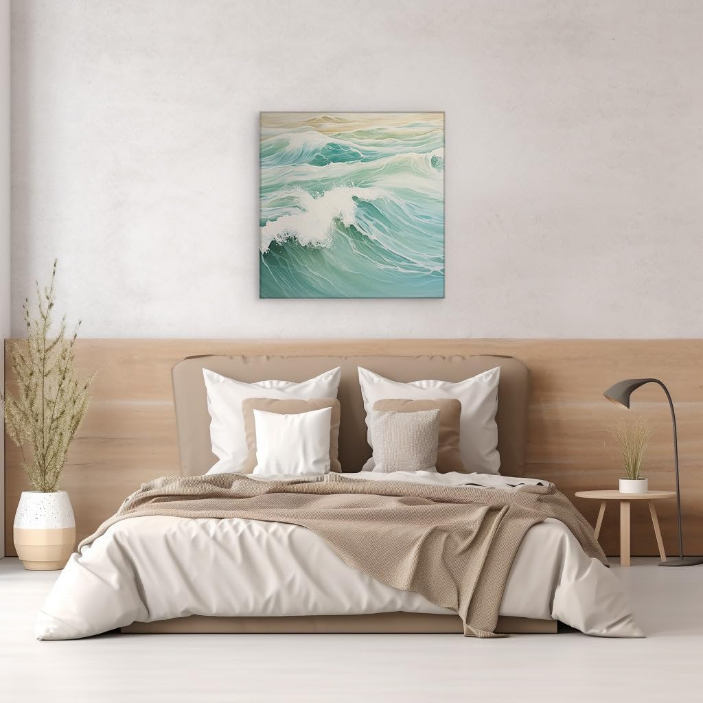 Canvas for Living room. Unleashing Nature's Majesty Through Brushstrokes The Power and Vibrancy of the Ocean Captured on Canvas, 27 x 18 inch Canvas Wall Art - Zen Wall Decor