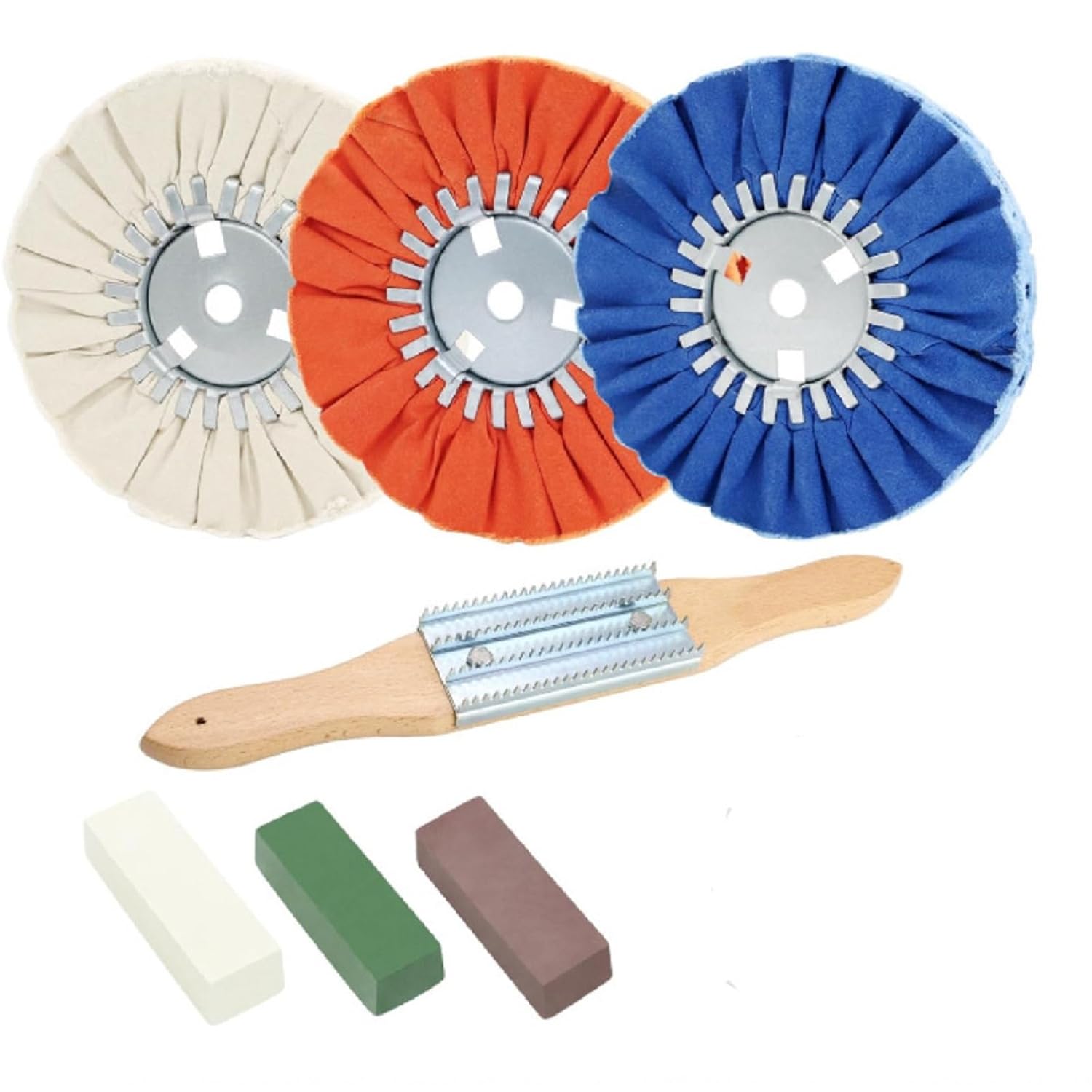 8" Airway Buffing Wheels for 4.5" Angle Grinder, 10PCS Buffer Polisher Wheel for Car, Polishing Compound and Aluminum Metal Rake Kit for Angle Grinder Mirror Finish