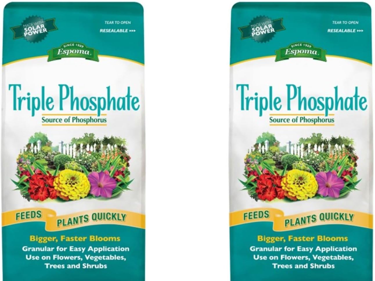 Espoma Triple Phosphate Fertilizer 0-45-0, 6.5lb. Bag; Promotes Root Growth and Blooming in All Flowering Plants, Trees, Shrubs, and Vegetables. Granular for Easy Application. Pack of Two