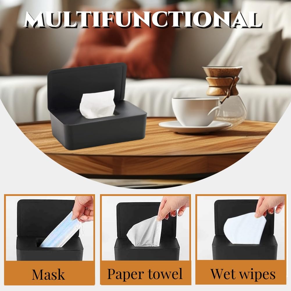 Caja para Toallitas Húmedas,2pcs Caja Toallitas Húmedas con Tapa,Dispensador Toallitas Humedas,Caja De Servilletas,Dispensador de Toallitas de Pañal Caja,Caja de Pañuelos,Caja de Servilletas con Tapa