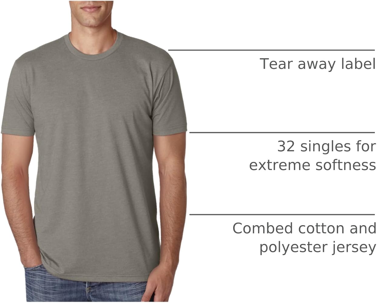 Next Level Apparel Men's CVC Crewneck Jersey T-Shirt, Warm Gray, X