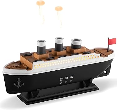 Buhar Makinesi Aromaterapi Dif z r  Titanic Gemi Tasar ml  Hava Nemlendirici, Buharl  Nemlendirici, Renkli I k Modlu Uzaktan Kumandal  Oda Nemlendirme Cihaz , Sessiz  al ma  zellikli