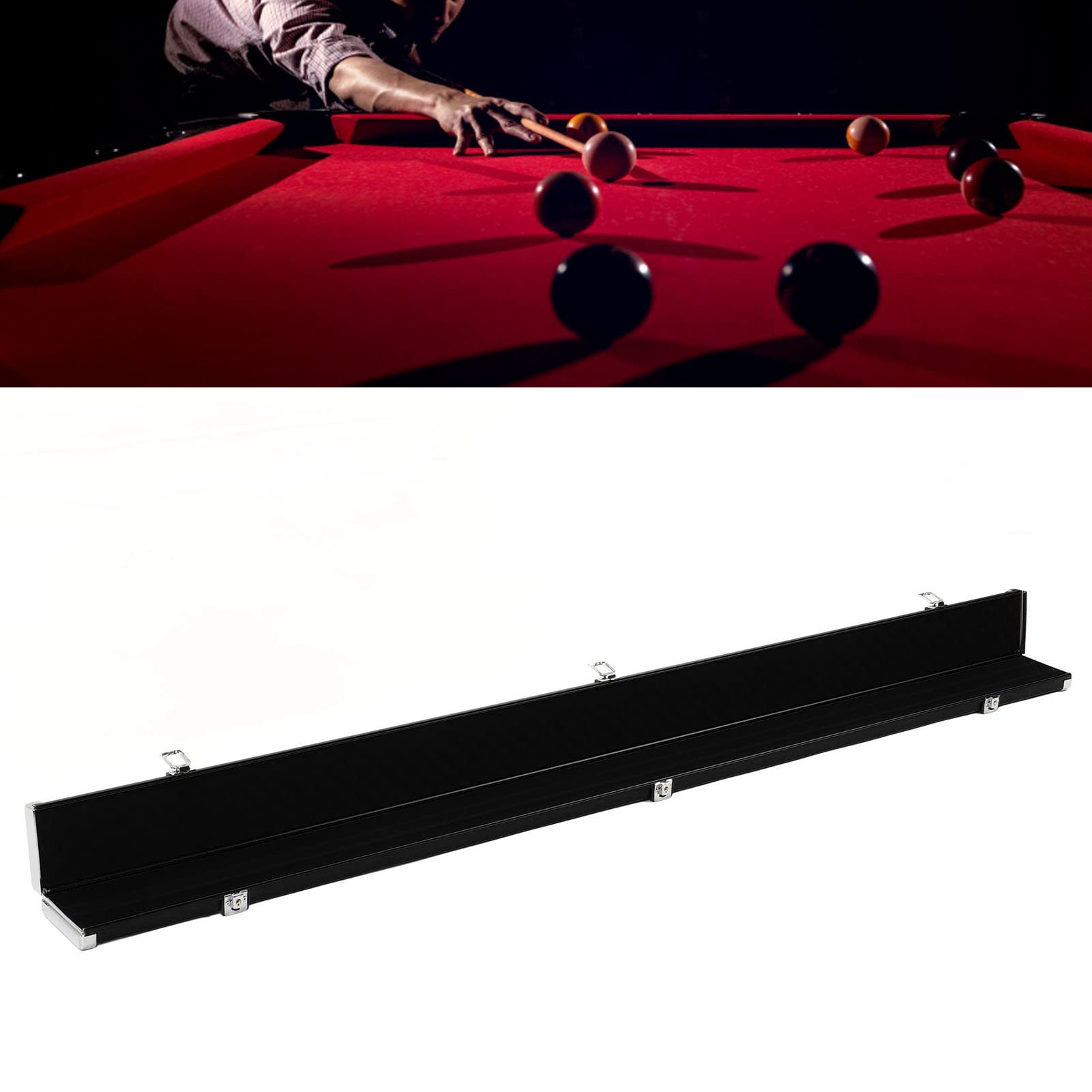Qqmora Futerał na Kije Bilardowe Lekki, Twardy futerał ze Stopu Aluminium, 3 Miejsca dla Graczy w Bilard 152 X 9,8 X 4,3 Cm