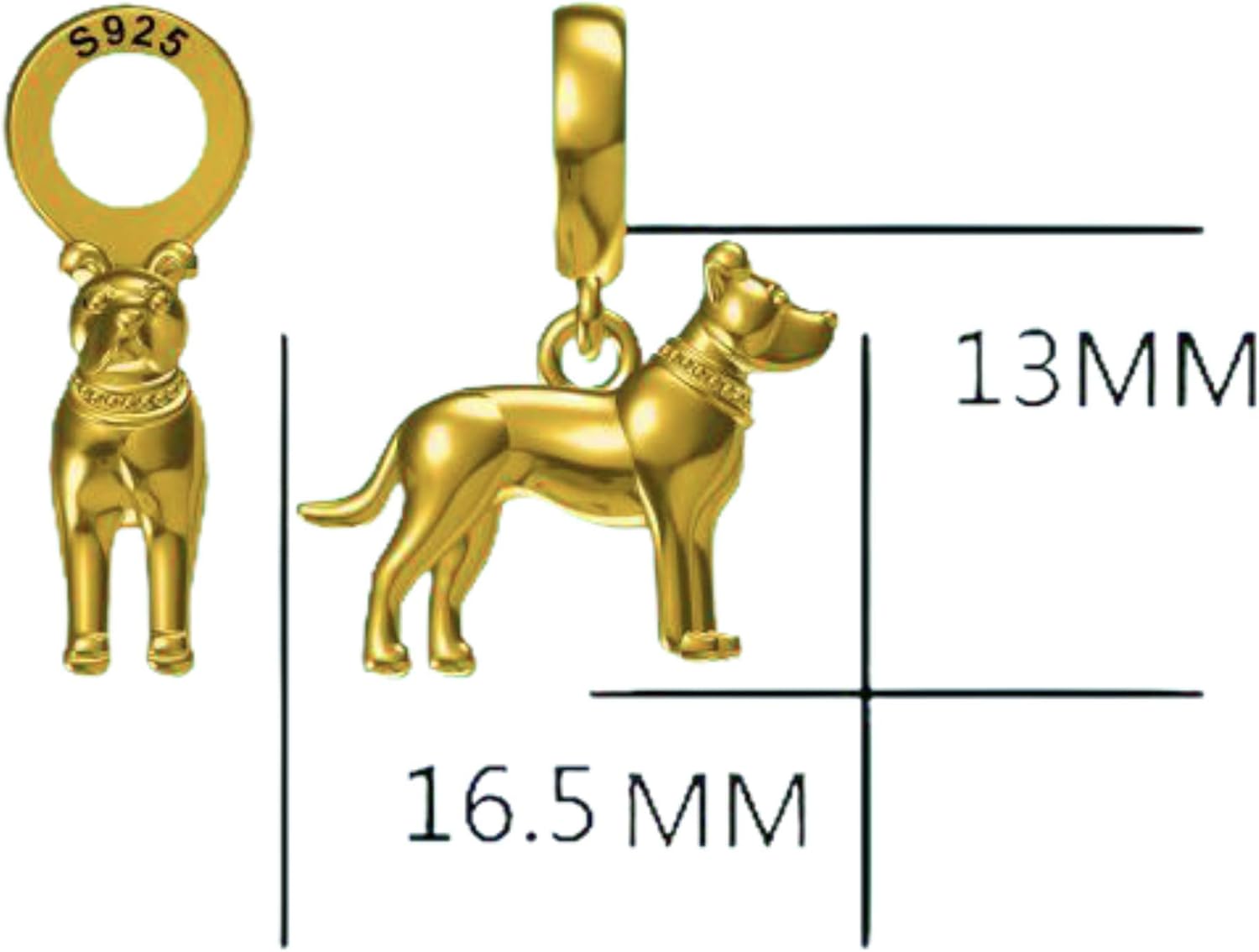 Bolenvi Pitbull American Pit Bull Terrier Bully Dog Dangle Pendant Charm - Omni Clasp Clip on 925 Sterling Silver Charms Compatible with Pandora & Similar Bracelets, Necklaces & DIY Jewelry - Image 3