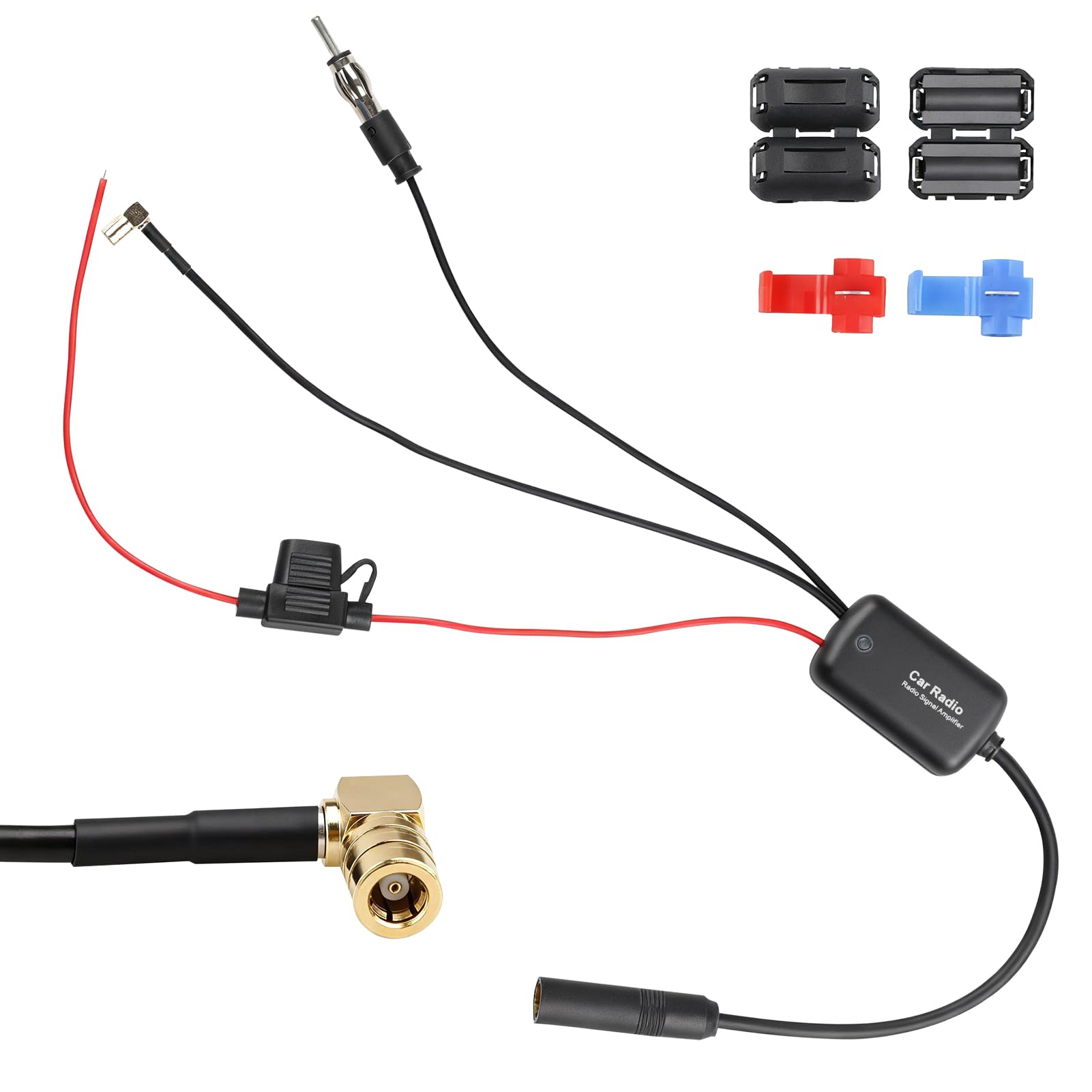 Adaptateur Antenne DAB+ Audioproject A391 - Splitter Amplificateur SMB Vers DIN, Compatible Sony Pioneer Alpine Etc.