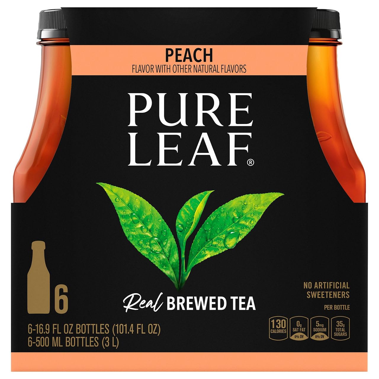 Pure Leaf Peach Iced Tea, 16.9 Fluid Ounce (Pack of 6)