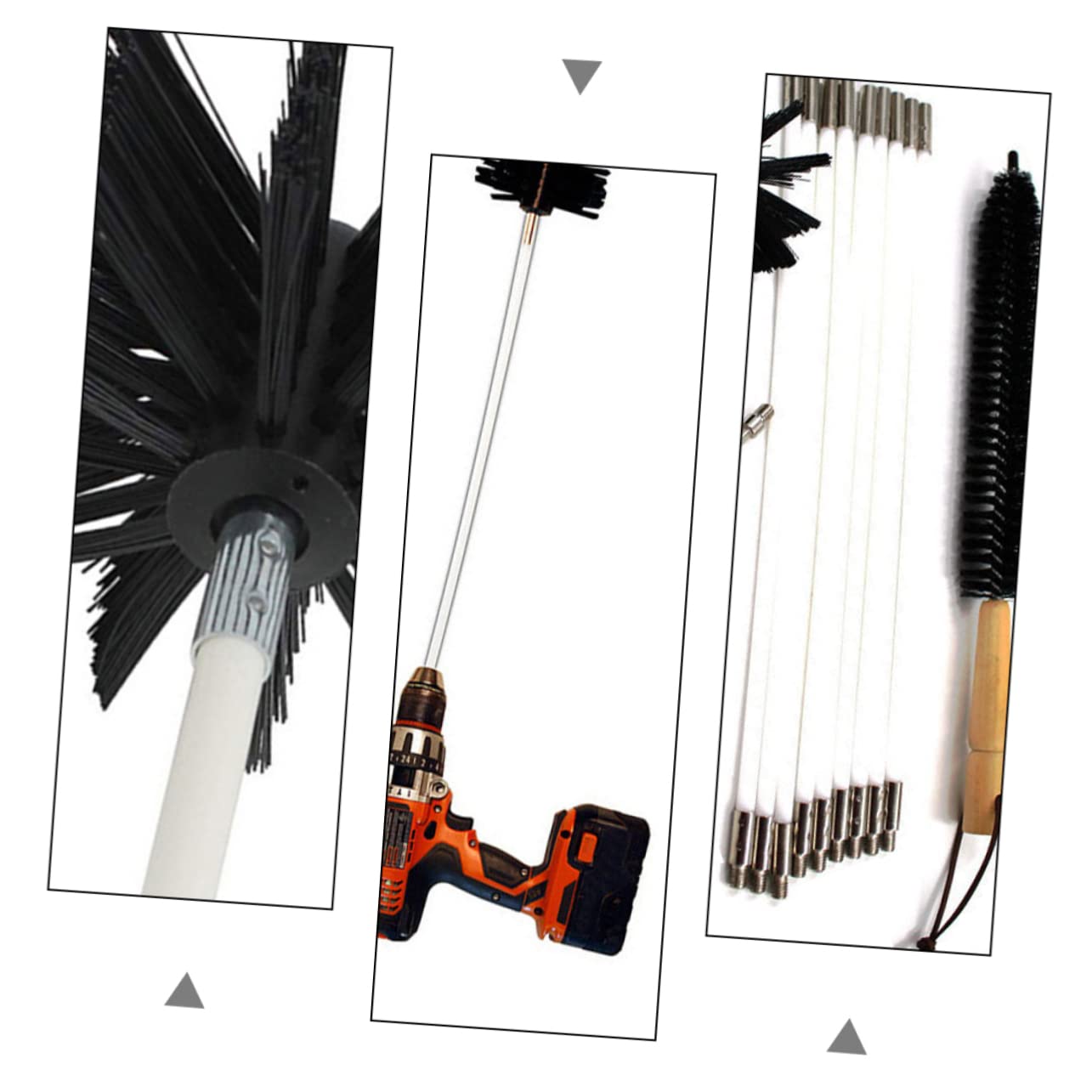 Garneck Scovolino Canne Fumarie in Nylon Manico in Legno, per Pulizia Condotti Asciugatrice e Riduzione Tempi di Asciugatura, Set 9 Aste Flessibili